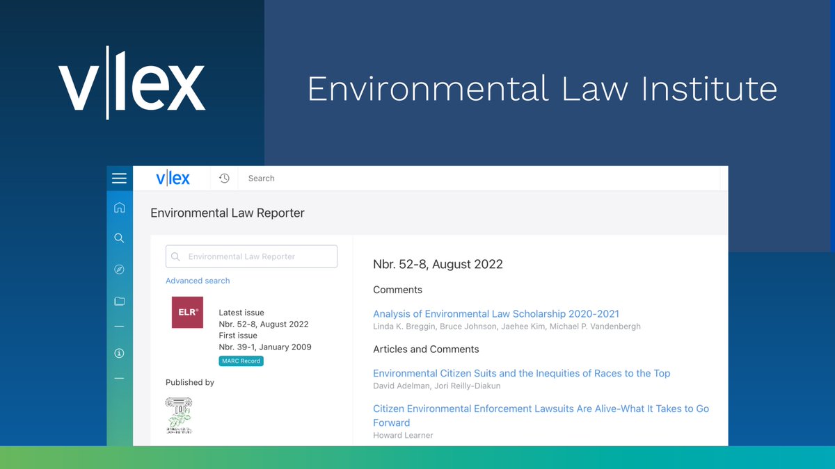 vlex's tweet photo. Secondary sources from the Environmental Law Institute are now available on vLex. Get in touch to understand how you can access this material today: https://t.co/B3O9raHM7K https://t.co/7pgCr5MLC0