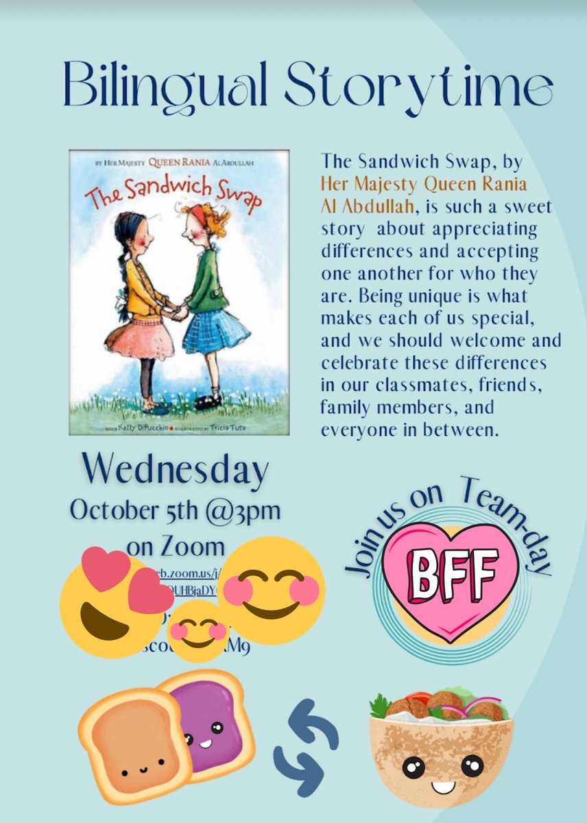 It’s Team Day tomorrow so our Bilingual Storytime - join us on Wednesday, October 5th on Zoom <a href="/NorthPalosSD117/">North Palos SD117</a> #NPD117parentliaisons