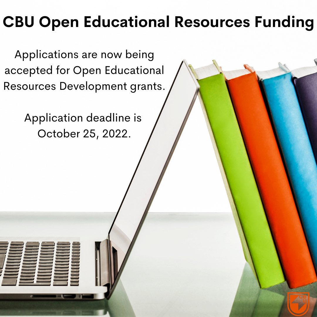 CBU_library's tweet photo. The OER (Open Educational Resources) working group, on behalf of the CTL (Centre for Teaching and Learning) are now accepting applications for Open Educational Resource Grants. https://t.co/0kwifYQc08