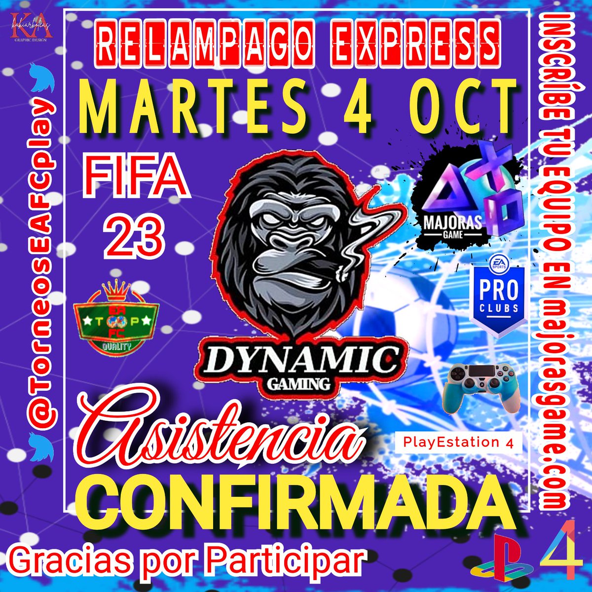 Presentamos los Clubes que Asistiran al Relampago Express de esta noche. 

Organizadores :<a href="/TorneosEAFCplay/">🇪🇸TORNEOS EAFC PLAY ®️</a> y <a href="/majoras_game/">MAJORASGAME</a>
Registro en : majorasgame.com

@DYNAMICGAMING__