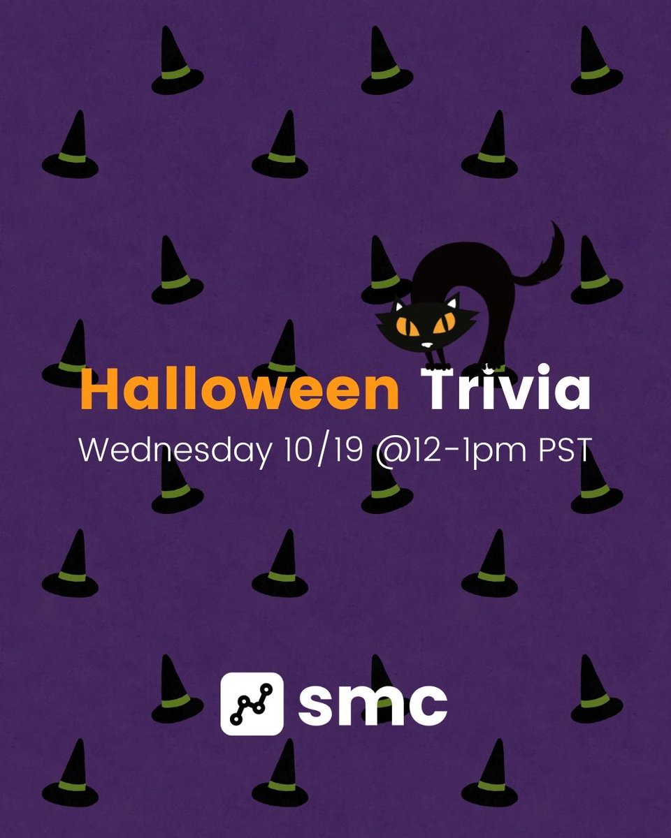 SMCNational's tweet image. No tricks here! We are hosting another epic trivia battle and we want your company to join in!

Register your team by October 15th! Sign up is limited to the first 5 teams! forms.gle/oHrQe9i7efsuX9…

#Trivia #TriviaBattle #SpookySeason