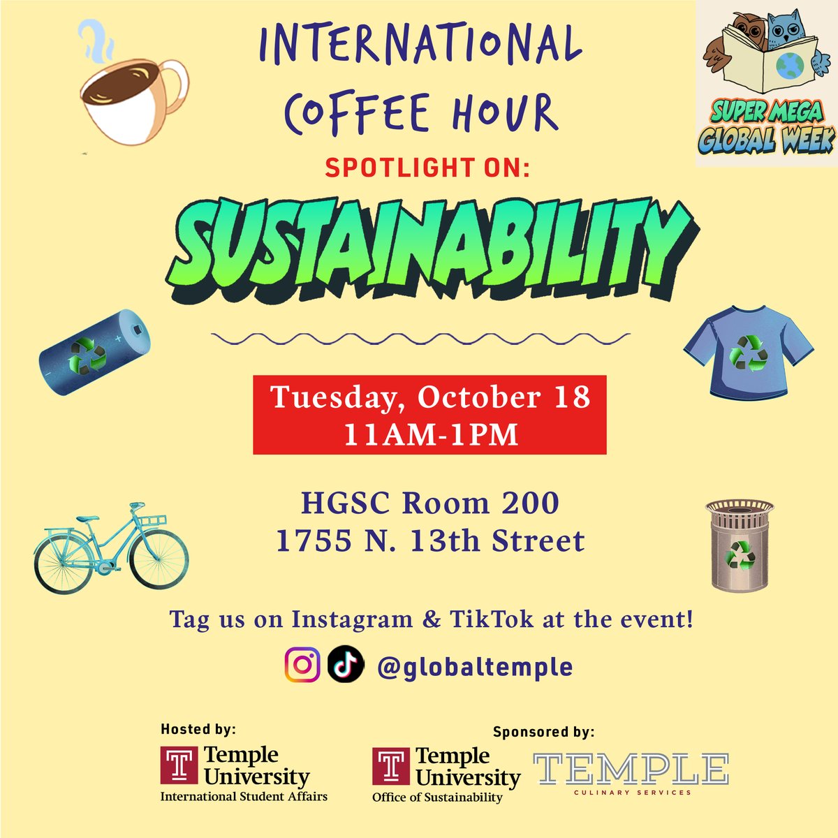 Come join us for this month’s International Coffee Hour, where we won’t just be celebrating one country, but one topic: 𝘀𝘂𝘀𝘁𝗮𝗶𝗻𝗮𝗯𝗶𝗹𝗶𝘁𝘆 efforts from various cultures all over the world ✨🌎

Don't miss it! RSVP Here: docs.google.com/forms/d/e/1FAI…
