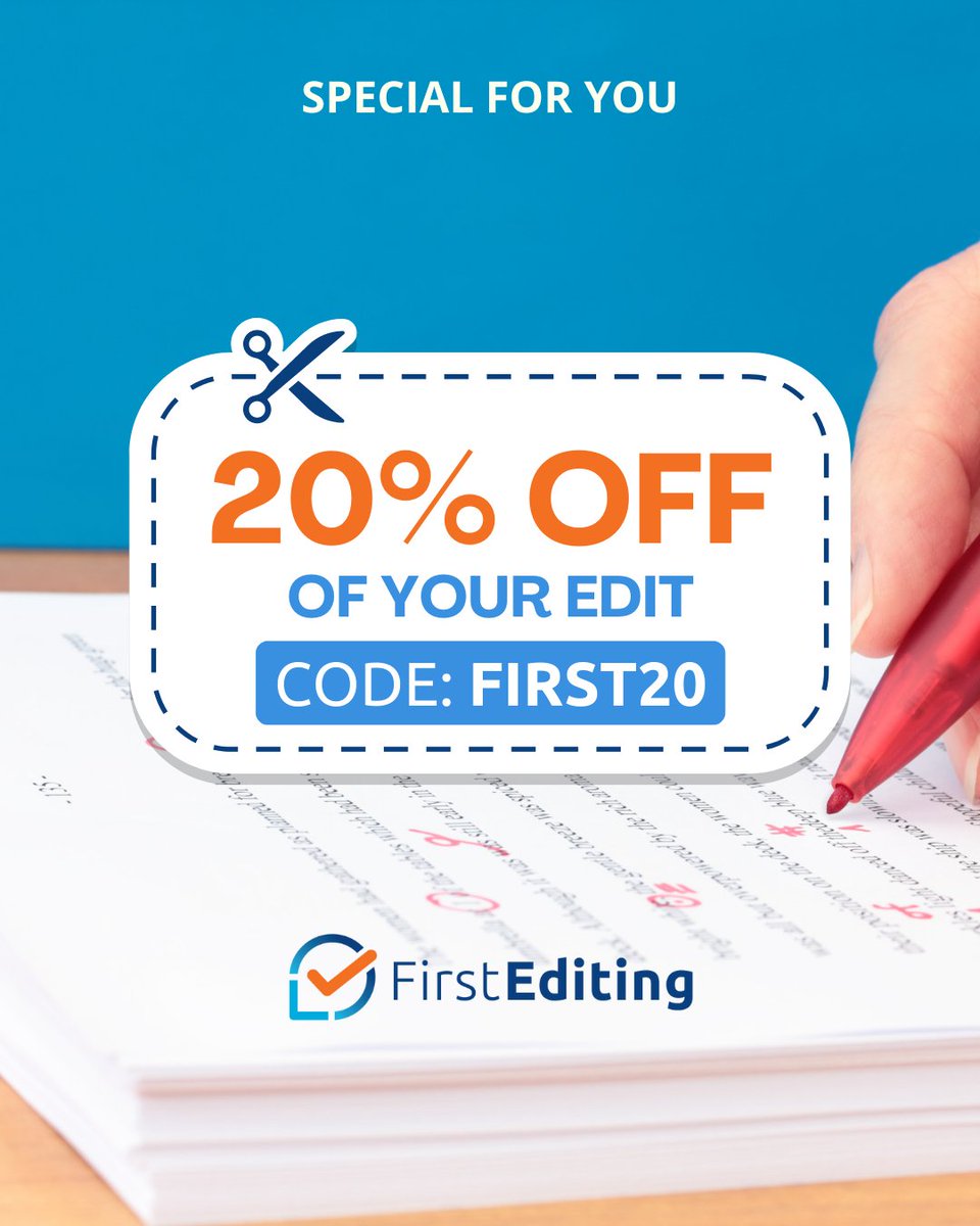 FirstEditing's tweet image. We have something special for you!! 🥳🥳
Go to firstediting.com and get 20%OFF 🙌 on all our services 😍
💪 Code: FIRST20 
#readers #editing #firstediting #book #edition #writers #free #promo #promotion #discount #gift #opportunity #offer #promotion