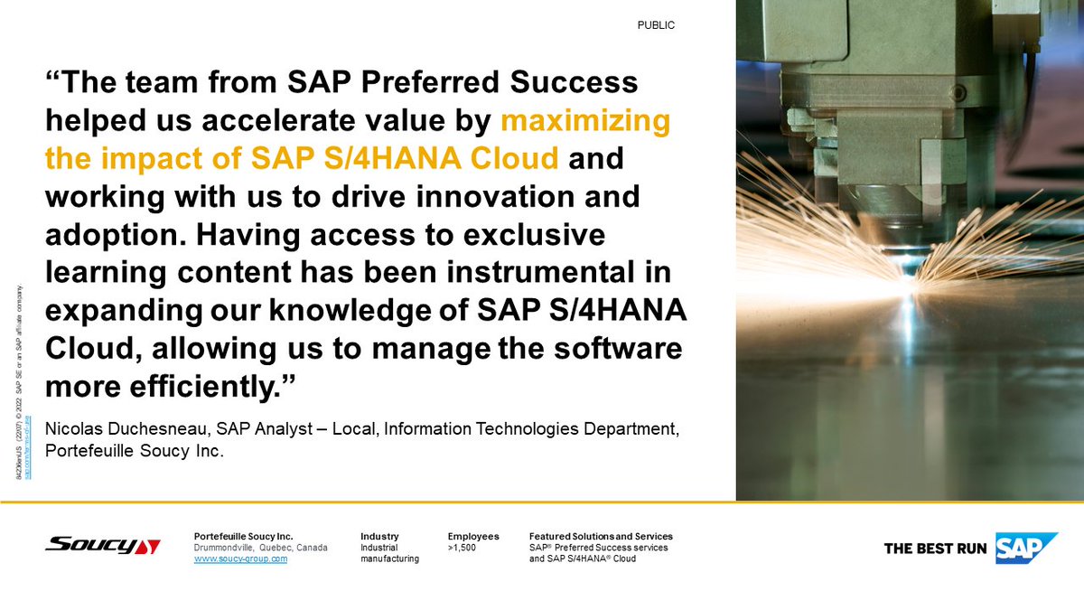janmusil's tweet photo. Portefeuille Soucy Inc. relied on #SAPPreferredSuccess to maximize the impact of its #SAP #S4HANA #Cloud investment, working with experts to drive innovation and adoption. π
Learn more about the benefits of SAP Preferred Success via @SAPDigitalSvcs: https://t.co/9TnyYc4CP3 https://t.co/uGulhRfwUD