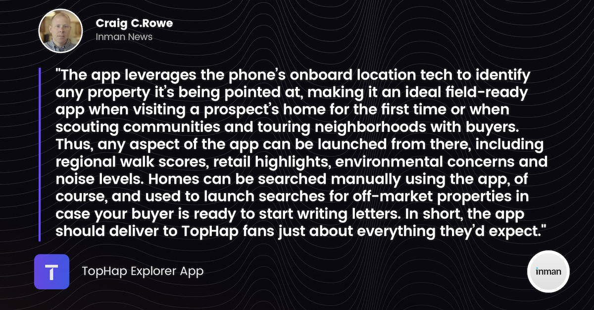 tophapinc's tweet photo. Thank you, Craig C.Rowe, for your review of the TopHap Explorer app! Download for FREE now -> https://t.co/Mo6J7NxH0H

#tophap #tophapexplorer #realestate #realestategoals #realestateagent #realestatebroker #realestateinvestor #inmannews #tophapcommunity #tophappers https://t.co/7tCID4pfKj