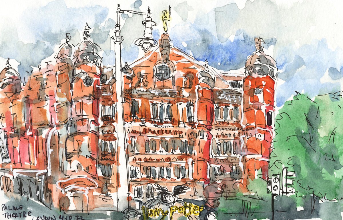 I’d forgotten how stressful sketching on a busy London pavement can get. This is the #PalaceTheatre  

#london #travel #harrypotter #architecture  #urbansketch #illustration #watercolour #art