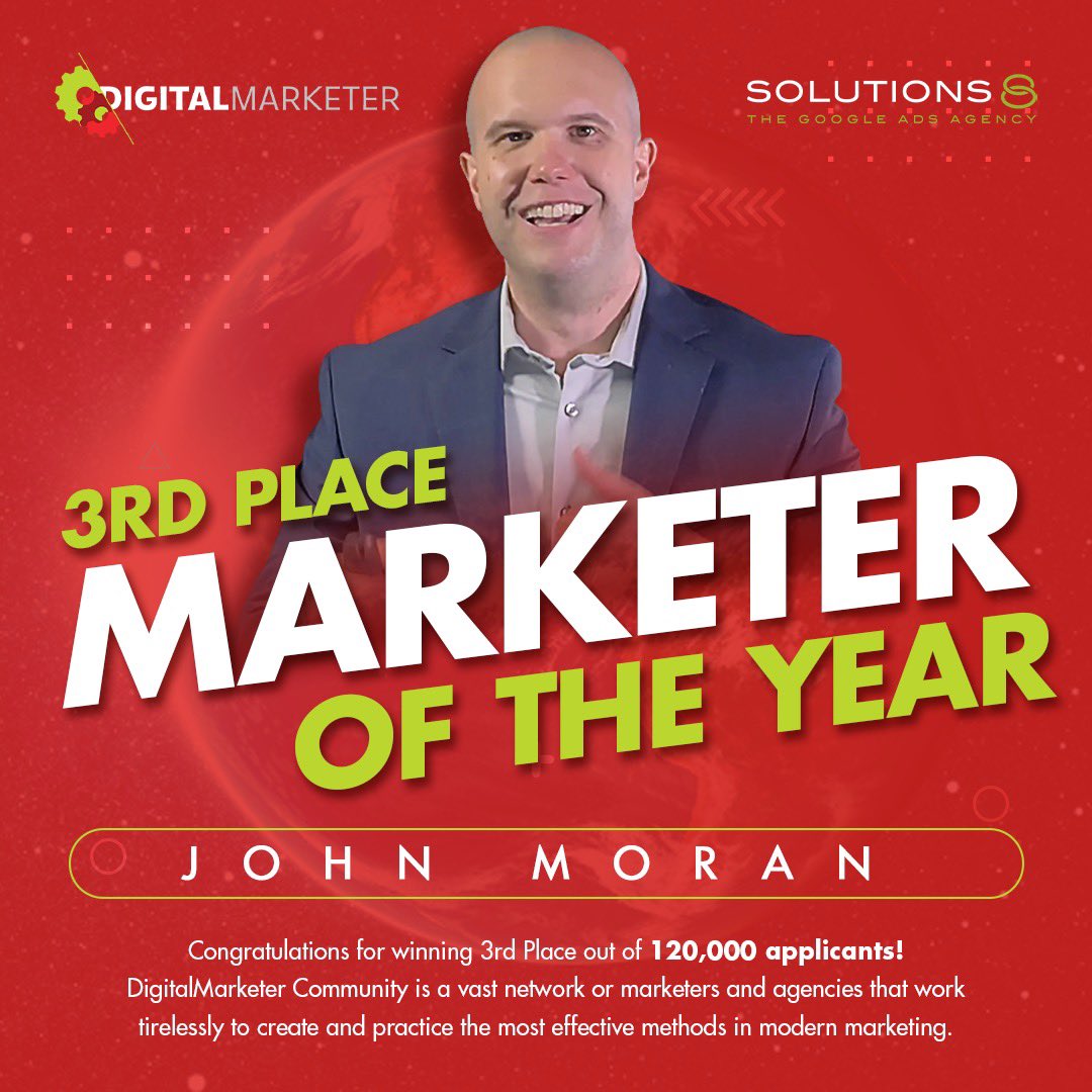 solutions_8's tweet photo. Congratulations to our Chief Strategist (and the brains behind Solutions 8) John Moran! 🏆 Third place out of 120,000 applicants is no small accomplishment, and we could not be prouder. And a special congrats to @AlexCattoni and Uzair Kharawala for taking 1st & 2nd place! 👏 https://t.co/4zLNjkJCEW