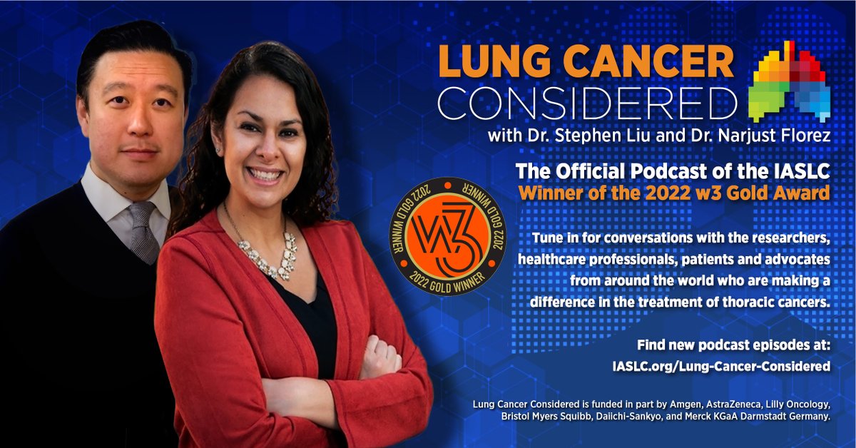 #LungCancerConsidered, an @IASLC podcast, won the 2022 Digital Marketing Gold Award from W3 awards by AIVA for web excellence. They recognize the pros behind award-winning Websites, Video, Social & Podcasts. Congrats @StephenVLiu @NarjustFlorezMD & @DavidJamesGroup! #LCSM