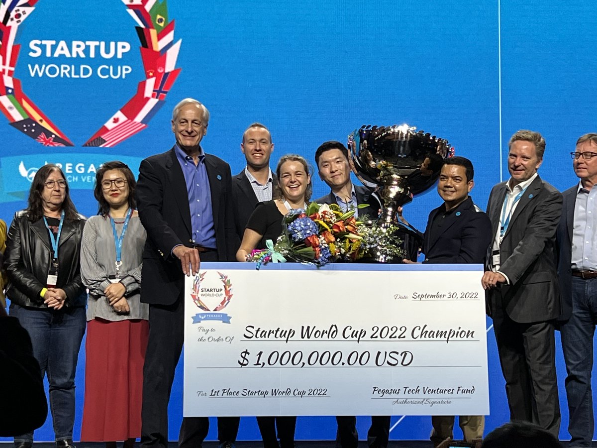 MartinTantow's tweet photo. What a fantastic event! @SWC2022 Grand Finale was a great success! Congratulations to #SRTX from #Canada for winning the event and taking home our $1M investment price from @PegasusTech_V https://t.co/UQ7EgCDJke