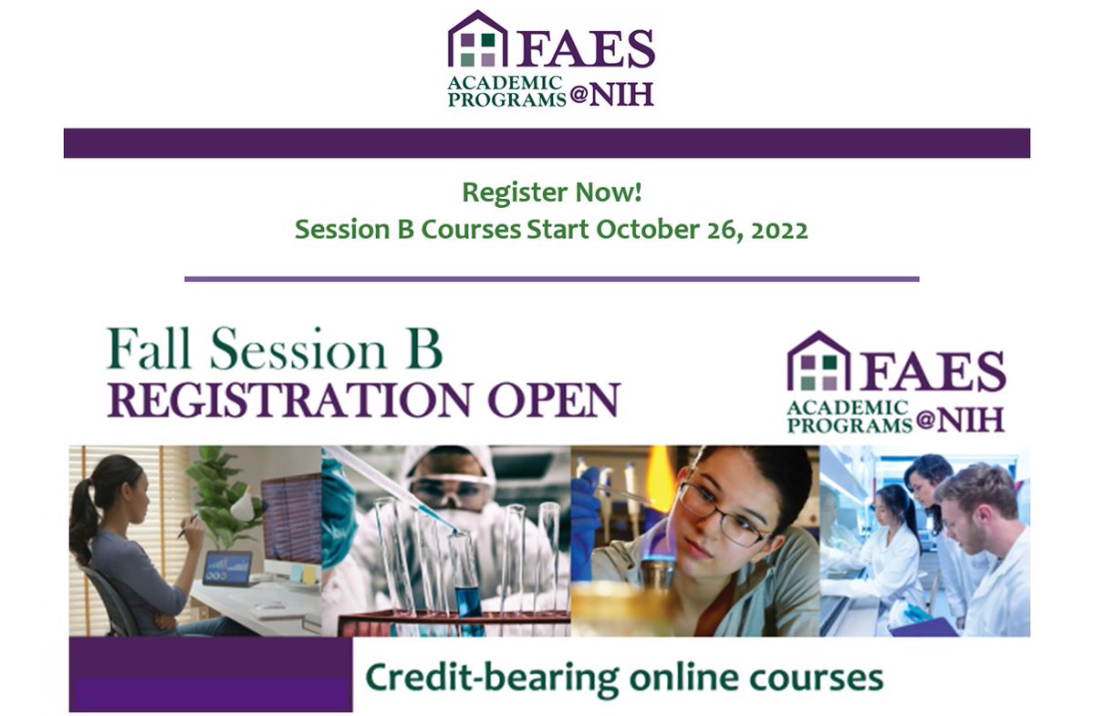 Fall Session B starts October 26! Online, asynchronous learning. Check out our virtual info session on October 6. education.faes.org # 301-496-7973
#education #science #sciencetwitter #research