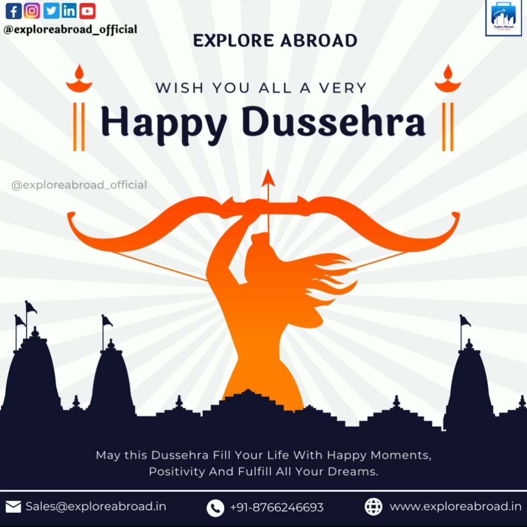 Explore_abroad's tweet photo. A time for celebration, A time for victory of good over bad, A time when the world sees the example of the power of good. Let us continue the same “TRUE” spirit.

Happy Dussehra 🙏🏹

#dussehraspecial #vijayadashami #festivals #ram #ravan #happydussehra #culture #exploreabroad https://t.co/Y2CgM5QD1f