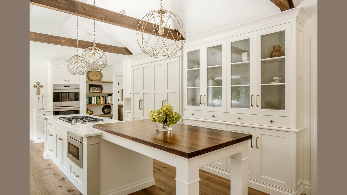 Beautiful kitchen featuring our signature edge grain #walnut #interiordesign #kitchendesign #customkitchen #custombutcherblock