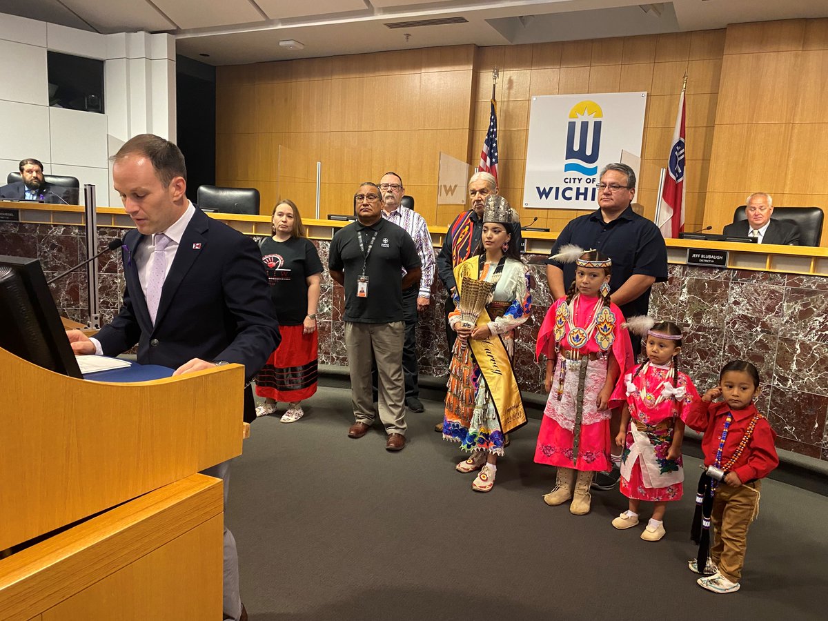 Last week, Mayor Whipple proclaimed today Indigenous Peoples Day in Wichita. Present were Dal Domebo, WPS Native American Education Program; <a href="/WichitaSEHS/">Wichita Southeast HS</a> junior Julia Harvey, WPS Native American Program Princess; and Sophia Toppah, a 2nd grader at <a href="/AdamsWPS259/">AdamsWPS</a>. #WPSProud