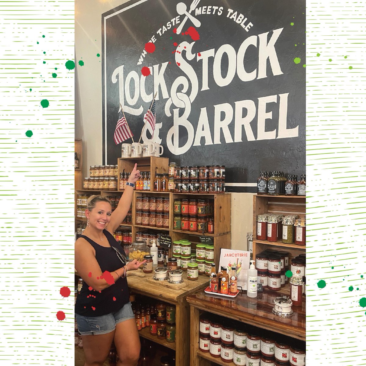 PickleSmash_US's tweet photo. Check out Liz's perfect Vanna White at Lock Stock &amp; Barrel, we couldn't be more proud. 

#picklesmash #pickle #pickles #picklesalsa #notomatoes #food #foodies #foodlovers #summertime #cookout #picnics #goodtimes #vannawhite https://t.co/DpcnMtqV4o