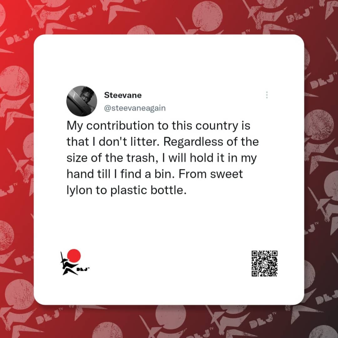 samuraidejtv's tweet photo. 2nd slide

Keep Nigeria clean😌 https://t.co/BjFfIzEGlc