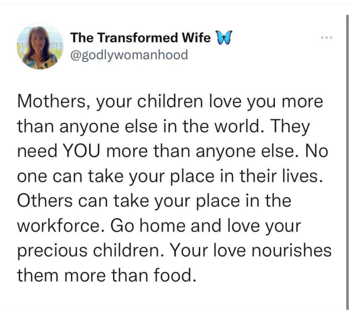 CanuckGrandma's tweet photo. I’m confused. Fundy land loves to tell us that love isn’t a feeling. But now babies and children “love” us mothers. And women, older godly women, like Lori, are given the difficult task of teaching young women how to love their husbands and children….seriously confused heee. https://t.co/n08ZPrseY1