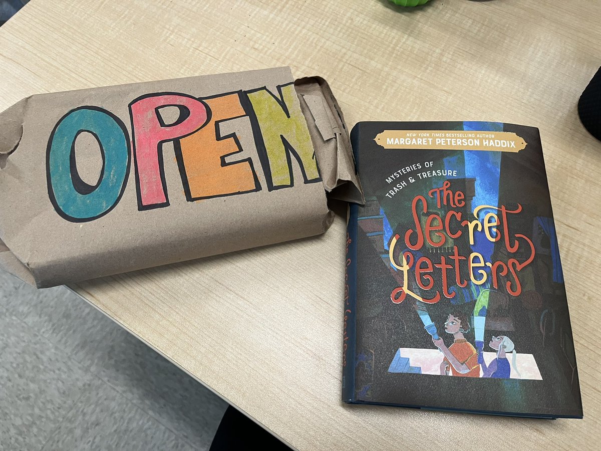 MrsGustie's tweet photo. We colored in our final letter to reveal our new classroom read aloud!! We just finished “The School for Whatnots” so my kiddies were pumped for another @MPHaddix mystery! https://t.co/6Y00v8d6bx