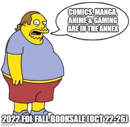 FOLACLD's tweet photo. FOL Fall Booksale (Oct 22-26, doors open at 9am on the first day of the sale, no carts/strollers on Sat). For more info about the sale, visit the "About Sales" &amp; "Procedures" pages on https://t.co/o7fZijy32a https://t.co/OlptbzQJkQ