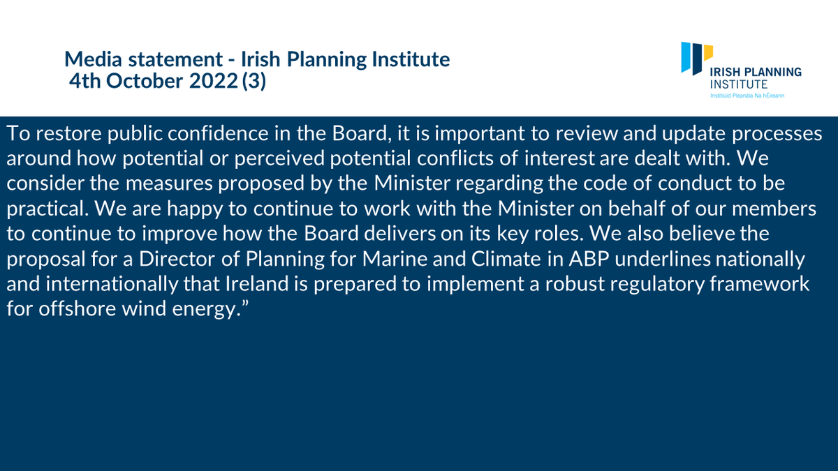 IrishPlanInst's tweet photo. Irish Planning Institute statement on the release of 
@PlanningReg  report and @DeptHousingIRL Action Plan https://t.co/P44UHfOR9u