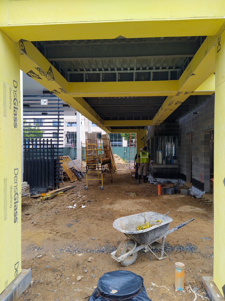 moseleydesigns's tweet photo. We are excited to see construction progress is underway on the makeover of the Herbert Temple Visitor's Center in Arlington, VA.  This canopy area will be the main pedestrian access to the base entrance and staff check-point. 

#MoseleyArchitects #designingsolutions #civicdesign https://t.co/vKij7rSD7i