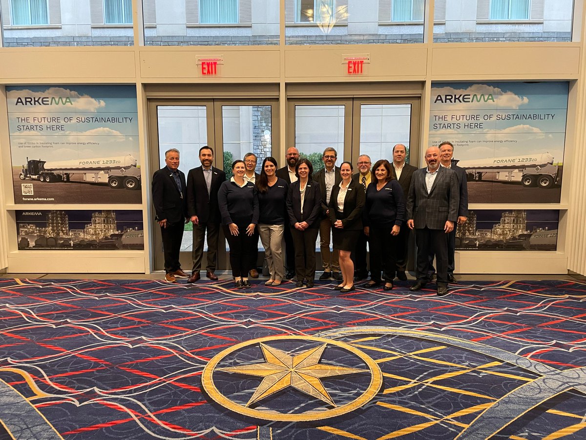 Arkema_Americas's tweet photo. The Fluorochemicals team met with their peers at #PolyCon22 hosted by @AmChemistry to discuss Forane® FBA 1233ZD. #DidYouKnow that Use of 1233zd in insulating foam can improve energy efficiency? Learn more at https://t.co/DoeNGS1bFe. #1233ZD https://t.co/GNbifGzMJn
