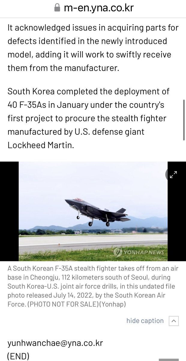 Lots of rumours about 🇺🇸 offering F35 fighters to 🇮🇳. Cud lobbyist sponsored rumours or maybe I’m wrong. Who knows…

OTOH, here’s some news on the 40 F35As bought by S.Korea.

Over 18 months, these aircrafts failed operational readiness 234 times due to malfunctions. 🤦🏻🤭
