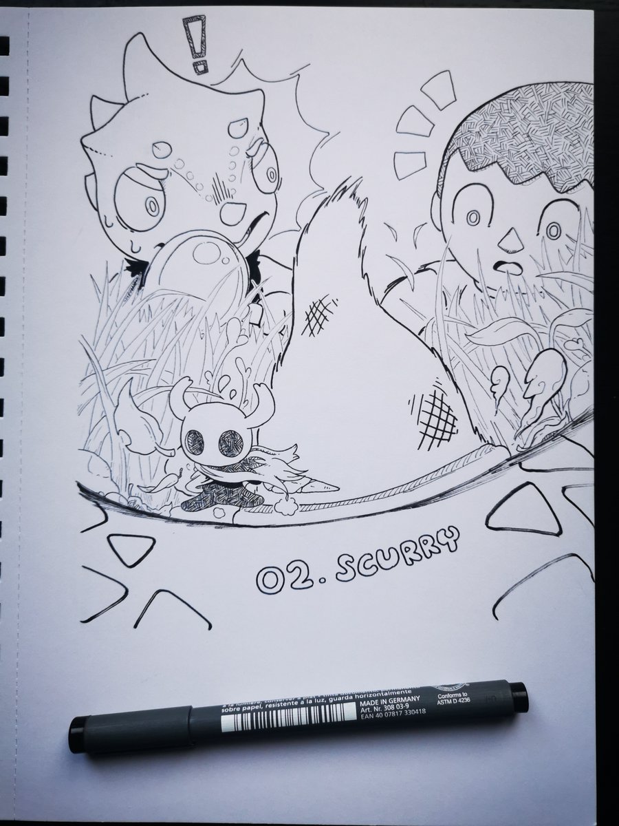 capquestion's tweet photo. 2 ("Scurry") - Turns out some bugs can dodge?
#inktober2022 https://t.co/KPJrgx7Qit