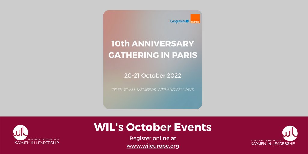 WILEurope's tweet photo. 📆 This October, we have our much-anticipated 10 Year Anniversary #WILEvent. We're looking forward to seeing our #Mmembers, #Talents, #Fellows and guests there! Click on the link to learn more about our event and register 👉https://t.co/ncEp8iqZNI #connectingwomen https://t.co/s5kr6b9CvK