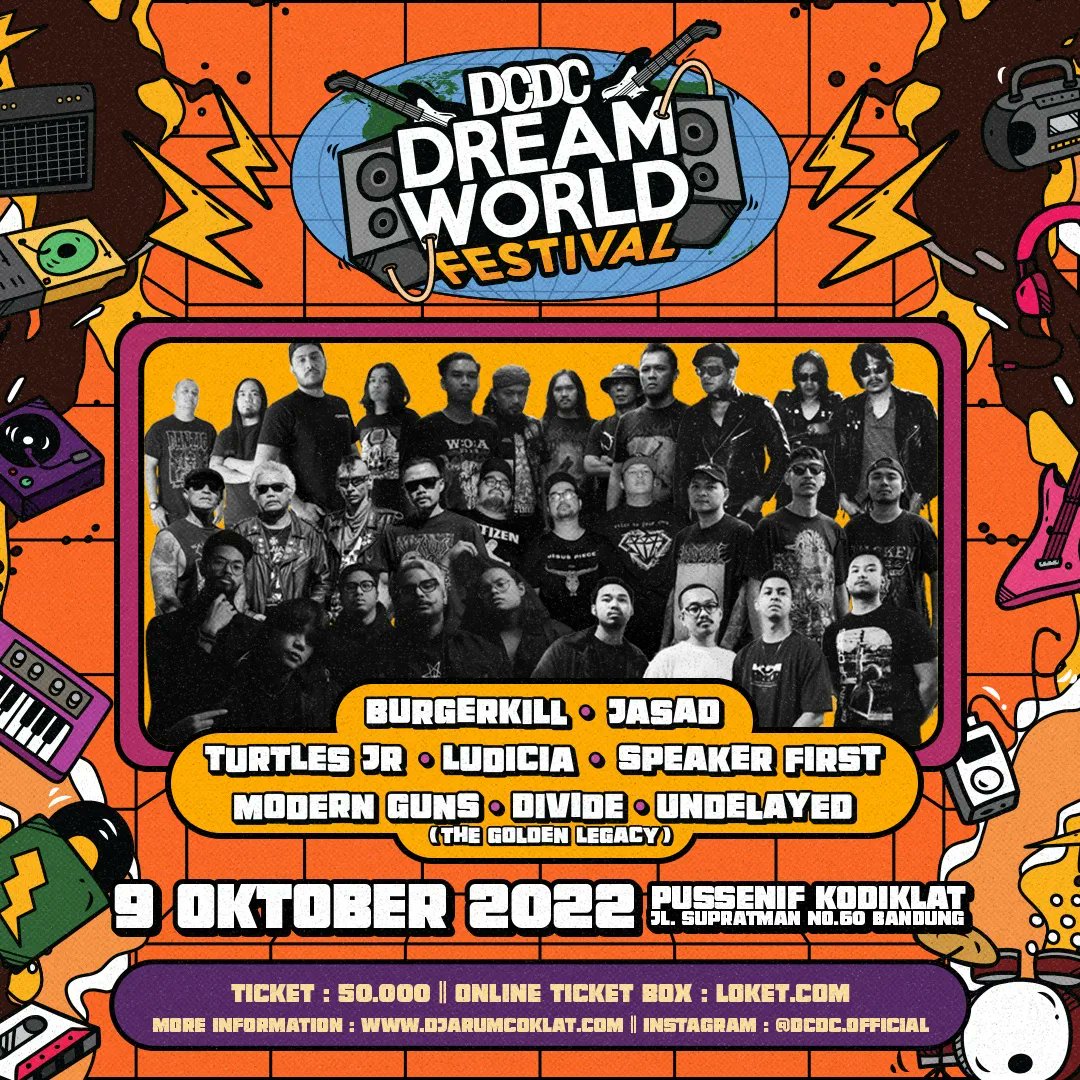 gio atap (@gioatap) on Twitter photo DWF 9 Oktober 2022
Lapangan Pussenif Kodiklat
Jl. Supratman no.60 performance by:
<a href="/undelayed/">UNDELAYED</a> @dividejkt
@modernguns @ludiciaofficial
@therealspeakerfirst @turtlesjr_official
<a href="/Jasad_bdm/">JASAD OFFICIAL</a>
<a href="/burgerkill/">Burgerkill Official</a>
Tiket bisa didapatkan di <a href="/DCDCofficial/">DCDC</a>
#DCDCDreamworldFestival
#DCDCDreamworld DWF 9 Oktober 2022
Lapangan Pussenif Kodiklat
Jl. Supratman no.60 performance by:
<a href="/undelayed/">UNDELAYED</a> @dividejkt
@modernguns @ludiciaofficial
@therealspeakerfirst @turtlesjr_official
<a href="/Jasad_bdm/">JASAD OFFICIAL</a>
<a href="/burgerkill/">Burgerkill Official</a>
Tiket bisa didapatkan di <a href="/DCDCofficial/">DCDC</a>
#DCDCDreamworldFestival
#DCDCDreamworld