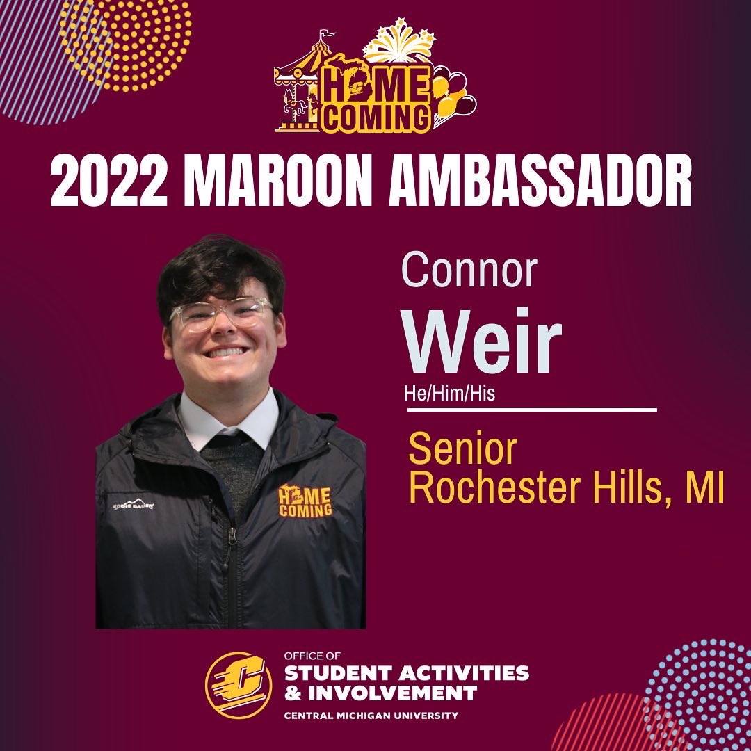 CMUActivities's tweet image. Voting for the 2022 Homecoming Gold Ambassador is open until Thursday, October 6th @ 5:00pm on Engage Central or the link in our bio!
