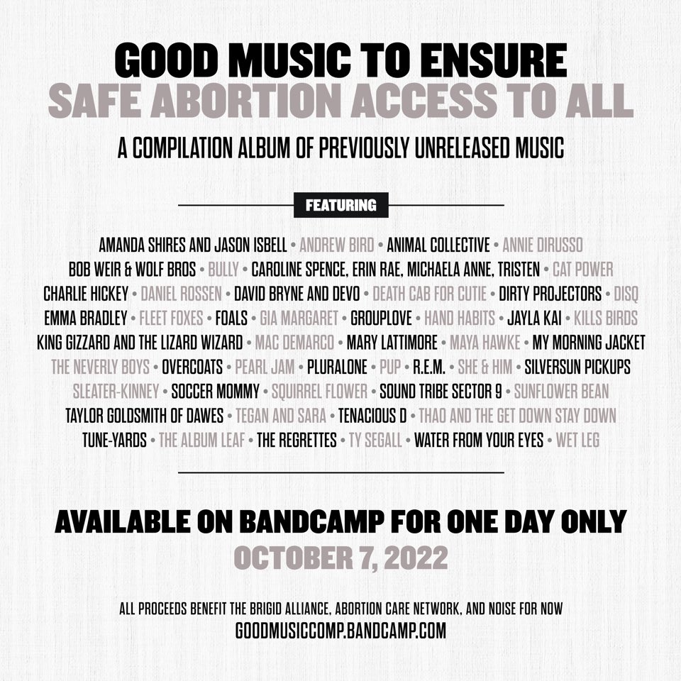 We’re releasing “Under My Control” off our upcoming album Crybaby FOR ONE DAY ONLY this Friday as part of @Bandcamp’s ‘Good Music to Ensure Safe Abortion Access to All’ compilation album. All proceeds go to @BrigidAlliance, @AbortionCare & @noisefornow goodmusiccomp.bandcamp.com