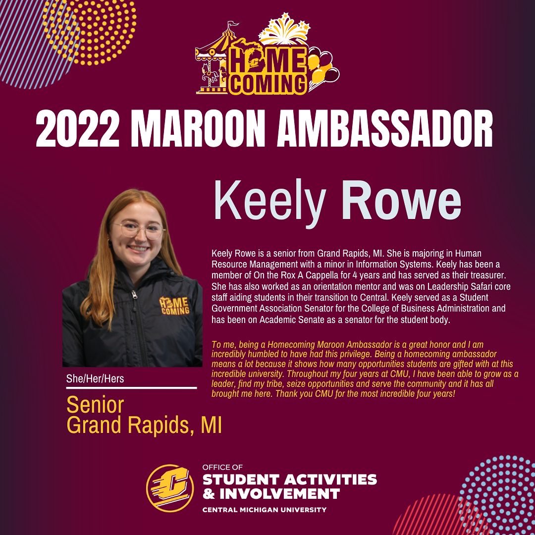 CMUActivities's tweet image. Voting for the 2022 Homecoming Gold Ambassador is open until Thursday, October 6th @ 5:00pm on Engage Central or the link in our bio!