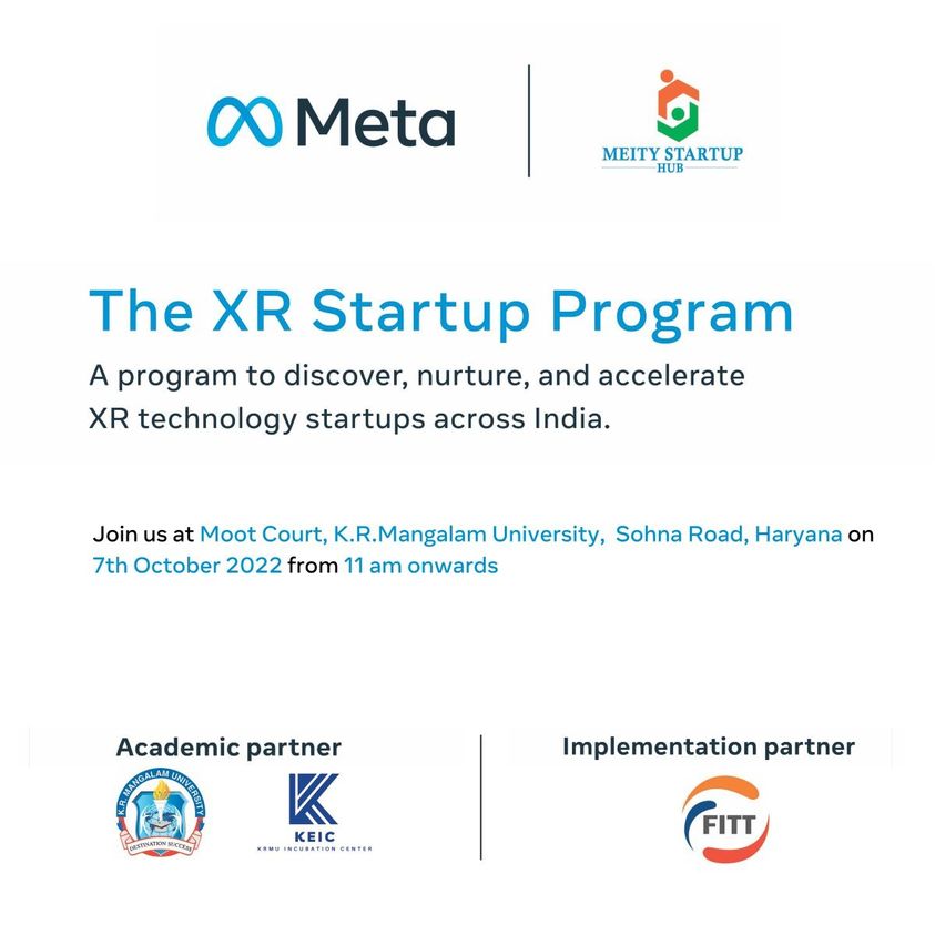 K.R. Mangalam University (@krmuniversity) on Twitter photo be a part of the XR Information Session by FITT - IIT Delhi on 7th October 2022 at Moot Court, #KRMU from 11 am onwards 
Register by 17:30 on October 6th, 2022: forms.gle/T52S5mS9HcGHtW…
Know more about the program: fitt-iitd.in/XRStartupProgr…
#KEIC #startupbusiness #businessideas be a part of the XR Information Session by FITT - IIT Delhi on 7th October 2022 at Moot Court, #KRMU from 11 am onwards 
Register by 17:30 on October 6th, 2022: forms.gle/T52S5mS9HcGHtW…
Know more about the program: fitt-iitd.in/XRStartupProgr…
#KEIC #startupbusiness #businessideas