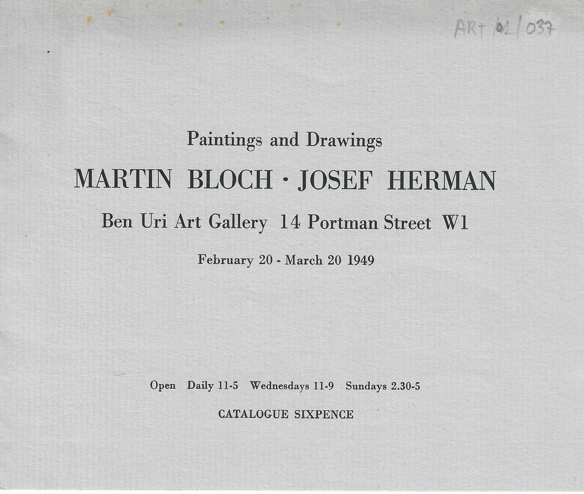 Find out more on the exhibition “Paintings and Drawings: Martin Bloch - Josef Herman” here: bit.ly/3BbmPJT #benuricollection #benurigallery