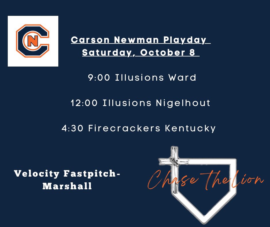 Kaylee_Velo_18's tweet photo. Weekend schedules!   Saturday we will be at Carson Newman for a playday and then Sunday at Johnson University for one!    #ChasetheLion @JURoyalsSB https://t.co/YK9iKo69LF