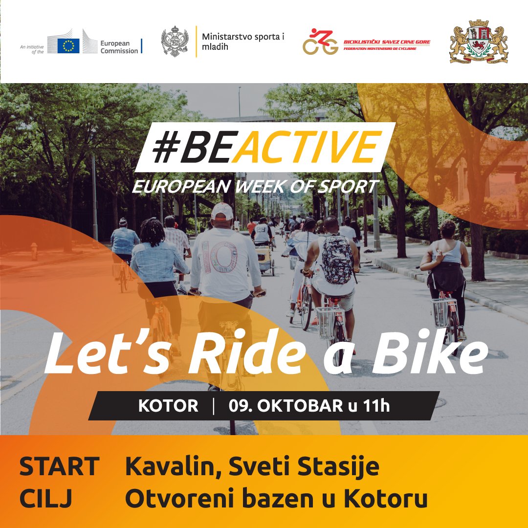BeActiveCG's tweet photo. @Opstina_Kotor u saradnji sa @SportiMladi, uz podršku #BiciklistickiSavezCrneGore i @EuropeanYouthEU, organizuje rekreativnu biciklističku trku #LetsRideaBike u nedelju 09. oktobra. https://t.co/N9P3HHz5gO