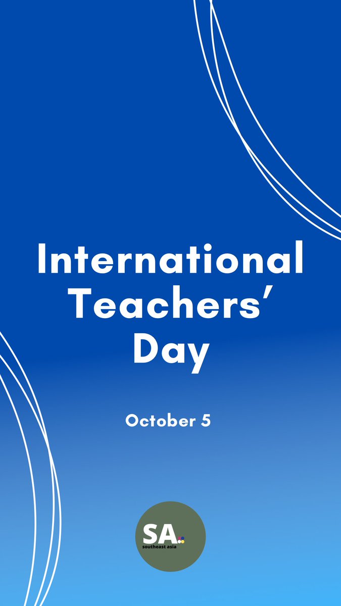 saseasia's tweet photo. Happy Teachers’ Day to all Teachers around the world! Thank you for your dedication and courage in teaching💙
#sasea #Teachers #WorldTeachersDay2022 https://t.co/lJsDAQ8rnd