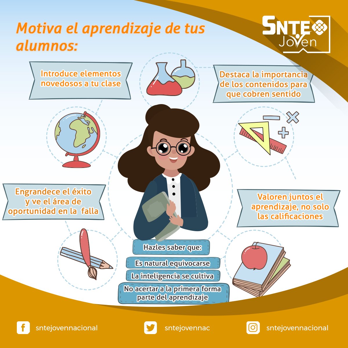 sntejovennac's tweet photo. 📚Motivar a tus alumnos, ayudarles a encontrar lo que les apasiona y despertar en ellos las ganas de aprender cada día, en cinco sencillos pasos. https://t.co/FqyqacSp0C