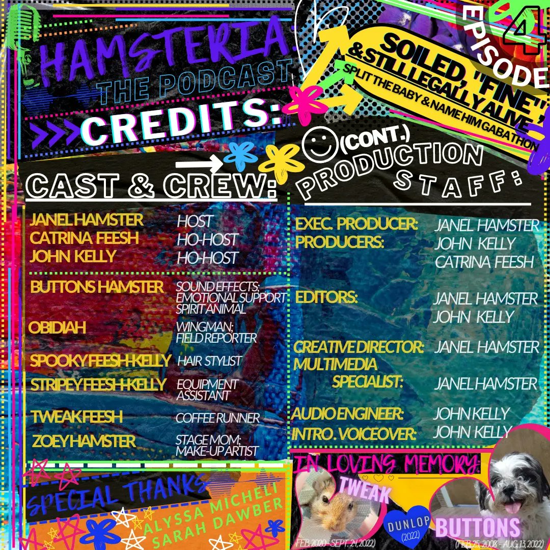 hamsteriathepod's tweet photo. HEY Y'ALL- Episode 4: SOILED, "FINE", &amp; STILL LEGALLY ALIVE/Split The Baby &amp; Name Him Gabathon (S.1/E.4) is now available on Spotify (link in bio), YouTube, and other platforms. ✨
.
.
.
#hamsteria #hamsteriathepodcast #podcast #janelhamster #janelhamstercomedy #comedypodcast https://t.co/6Snj25E1Oy
