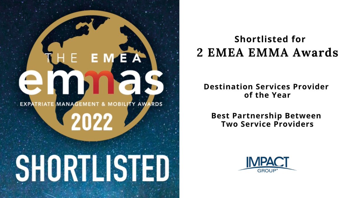 Honored to be shortlisted for 2 EMEA EMMA Awards through the Forum of Expat Management: Best Partnership between Two Service Providers &amp; Destination Services Provider of the Year!