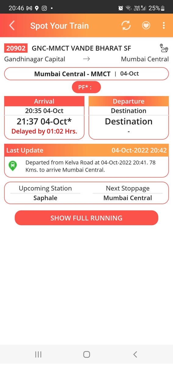JarulVora's tweet photo. Status of Vande Bharat Train..

@WesternRly https://t.co/TQT67ZfdY1
