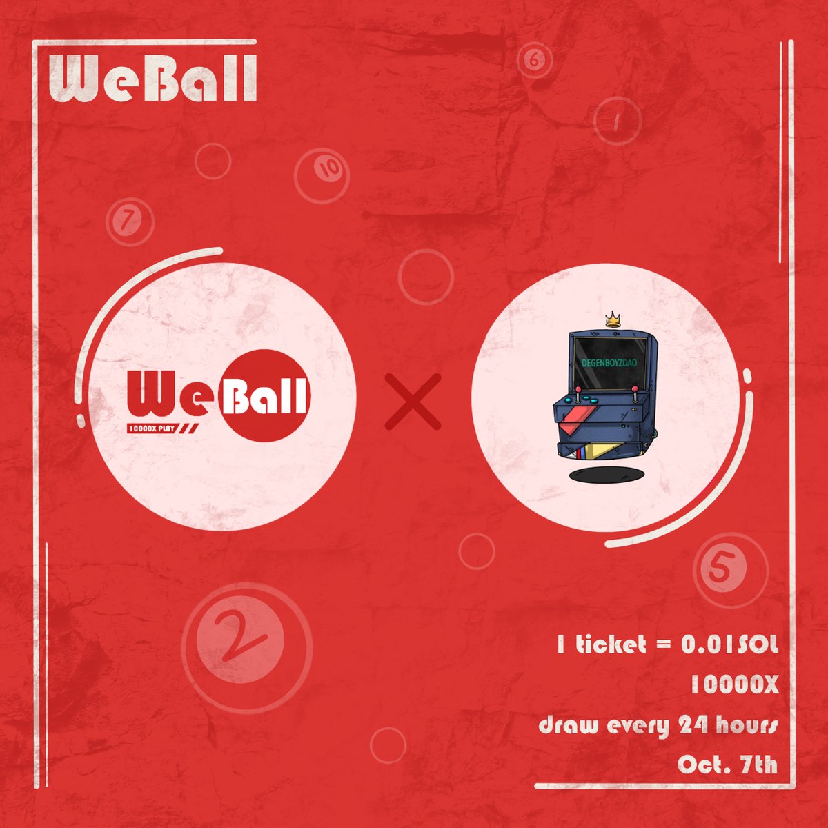 WeBallLottery's tweet photo. NEW FRIENDS ON BOARD! Fak it, we 🔴 hard with our affiliates.

@UkiyoNFT_ x @WeBallLottery x @DegenboyzDao

To celebrate, we are giving away
🏆 1 VIP WL (guaranteed mint)

To enter, just RT + comment we 🔴
#NFTCommunity #SolanaNFT https://t.co/XgrkWUNoIp