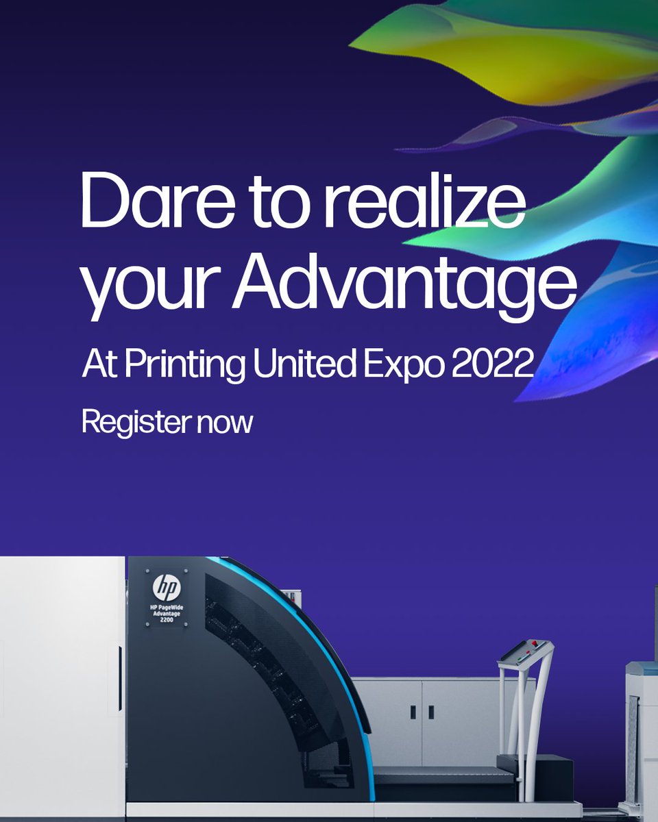 Discover at #PrintingUnitedExpo 2022 why the new #HP PageWide Advantage 2200 with HP Brilliant Ink checks all the boxes for outrunning competitors. Join us at Hall C2 for our live demos. Register here: bit.ly/3M0VU7p