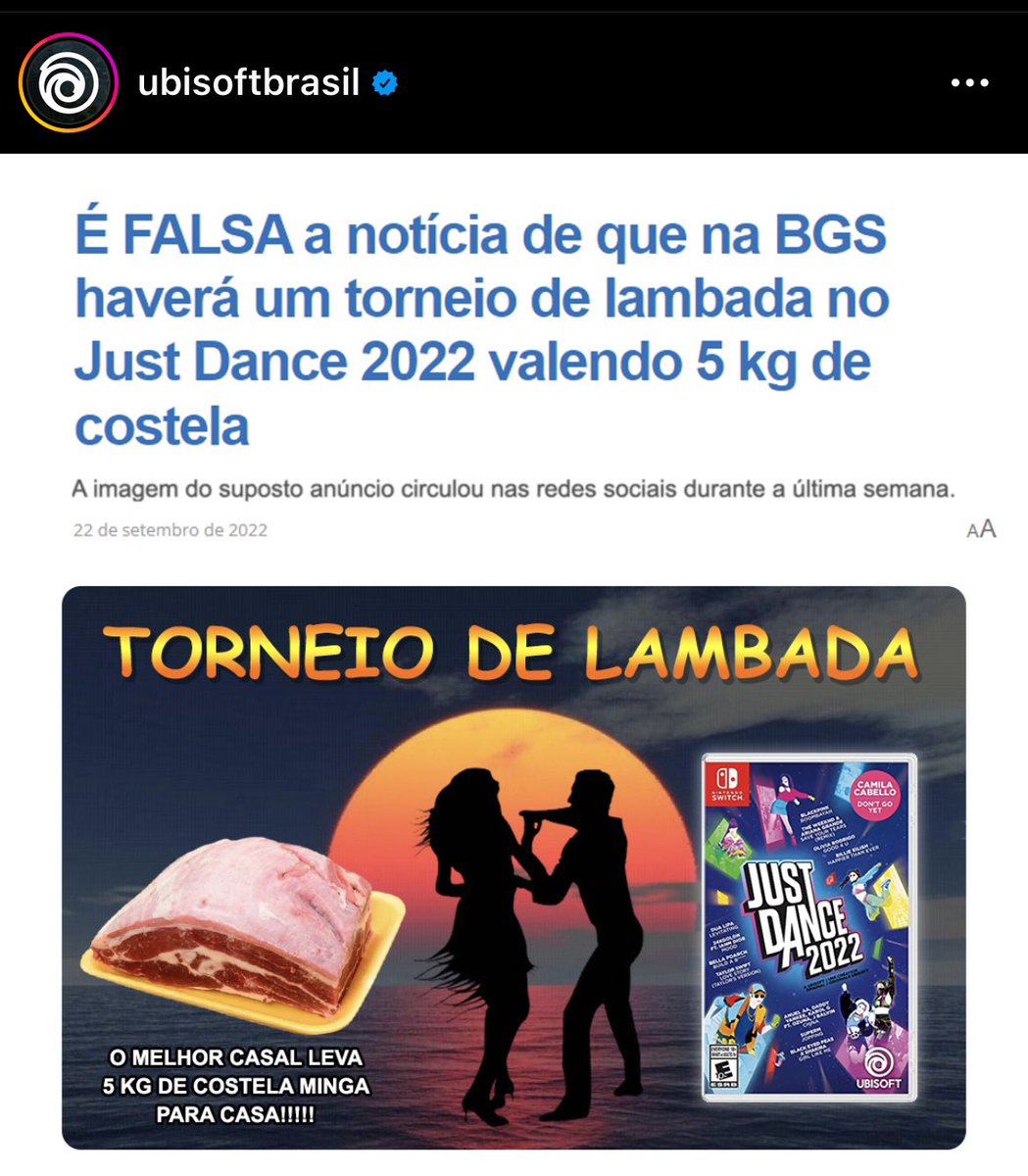 mano e a Ubisoft desmentindo essa fake news KKKKKKKKK