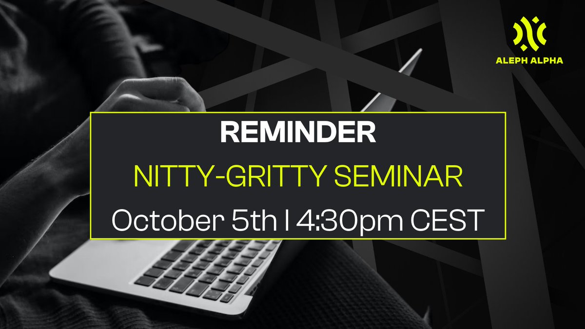 Aleph Alpha (@aleph__alpha) on Twitter photo 🎉 In tomorrow's #NittyGritty seminar, Lucas Beyer <a href="/giffmana/">Lucas Beyer (bl16)</a> from #GoogleBrain will talk about learning and transferring general visual representations.
🚀 Join us!
🔗 Event link: lnkd.in/e-VYqW7K
#machinelearning #ml #ComputerVision #openscience
#writtenbyalephalpha 🎉 In tomorrow's #NittyGritty seminar, Lucas Beyer <a href="/giffmana/">Lucas Beyer (bl16)</a> from #GoogleBrain will talk about learning and transferring general visual representations.
🚀 Join us!
🔗 Event link: lnkd.in/e-VYqW7K
#machinelearning #ml #ComputerVision #openscience
#writtenbyalephalpha