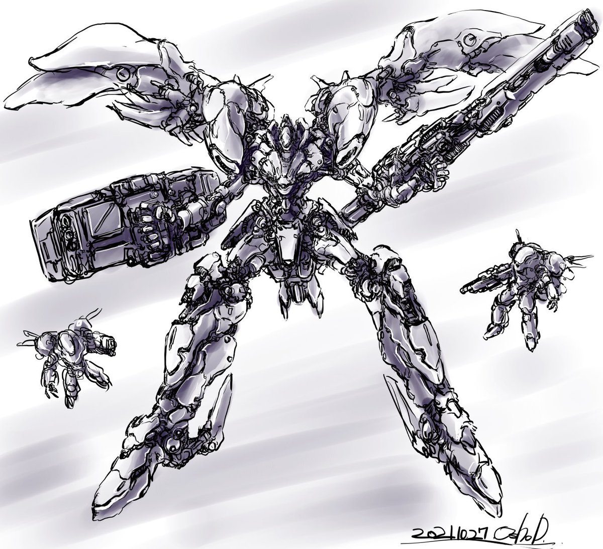 mecha robot weapon no humans monochrome gun holding  illustration images