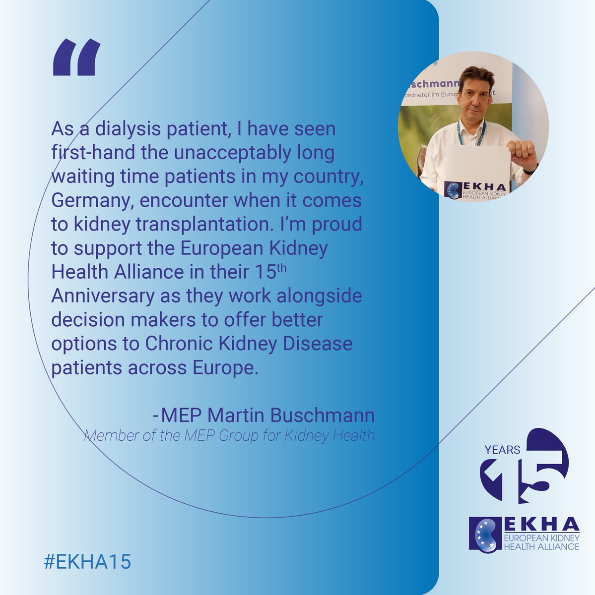 EKHA_EU's tweet photo. Member of the MEP Group for Kidney Health @MEPBuschmann shared his personal experience as a dialysis patient to remind us why #EKHA advocacy is so important !🇪🇺👇
👏 Thank you for your support MEP Buschmann!
#EKHA15 https://t.co/OtetNiuYZR