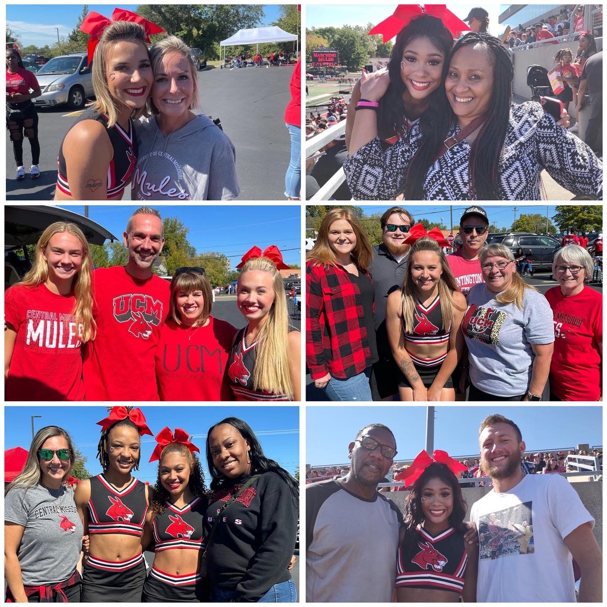 UCMCheerleading's tweet image. There’s nothing quite like Family Weekend and a Mules WIN! ❤️🖤 

#UCMFamily 
#MuleStrong 
#BleedRedandBlack