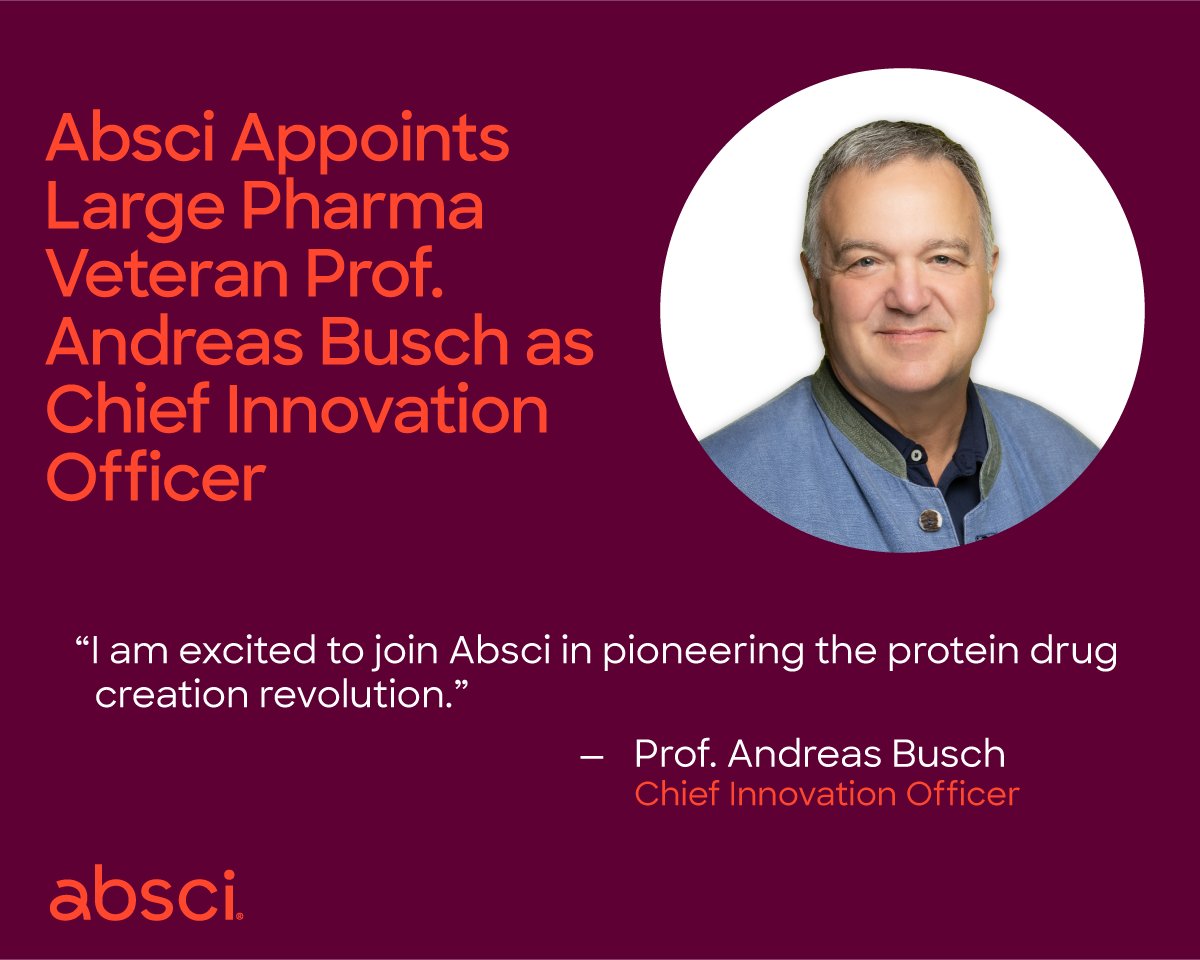 abscibio's tweet photo. Thrilled to share that Andreas Busch is joining us as Chief Innovation Officer. A leader in drug discovery R&amp;D, his experience will bring tremendous value to our team as we pursue our mission to get patients better medicines, faster.
https://t.co/J2gtAjLPv9
#CreateTheImpossible https://t.co/ZQk31DtfB8