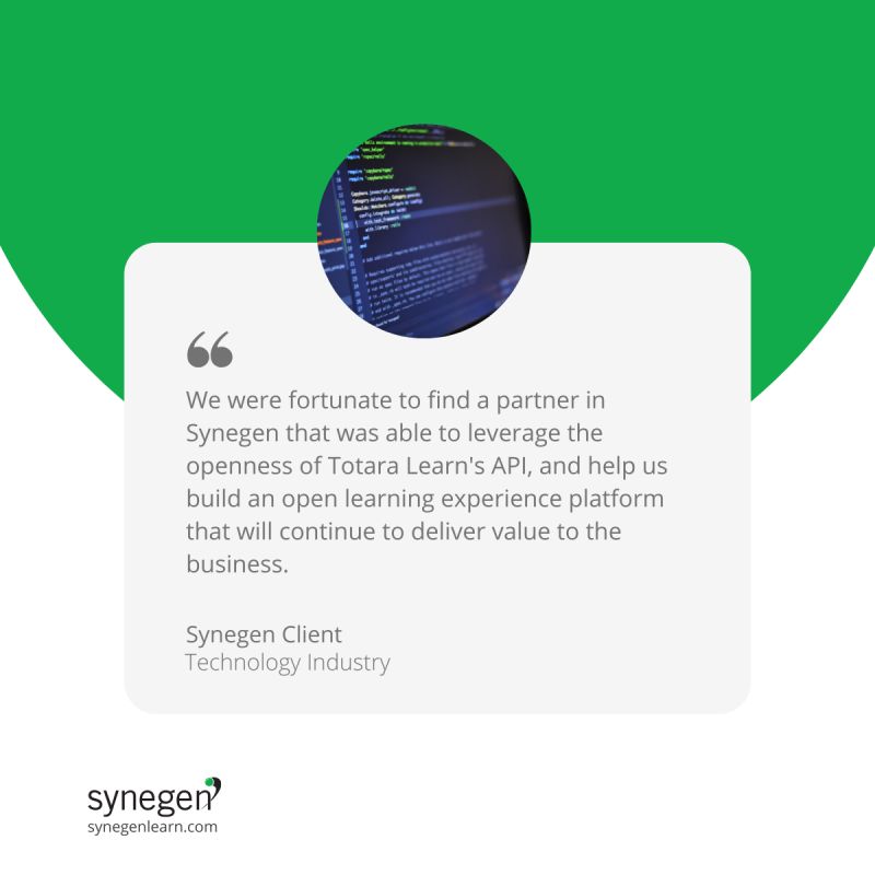 Synegen's tweet photo. When we work with our clients, we ensure our learning solutions continue to evolve with the company and deliver value to their business. 
#TuesdayTestimonial #ClientSuccess #eLearning https://t.co/apIYhevjUz